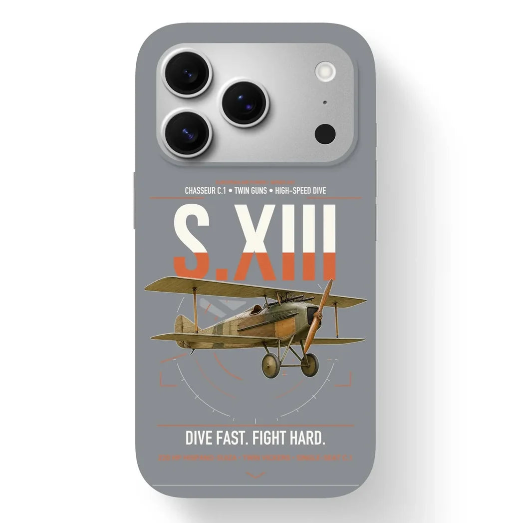 SPAD S.XIII C.1 design on gray magsafe iphone case, for iPhone 17 Pro