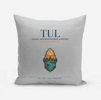 Thumbnail for Tulsa International Airport (TUL) design on light gray pillow