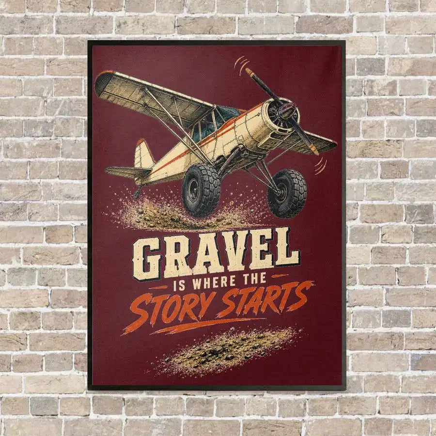 Gravel Is Where The Story Starts vertical canvas print - framed - dark red background