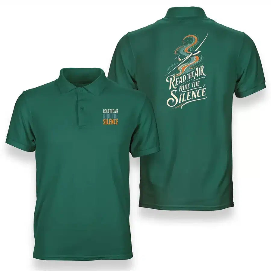 SIGNAL 571 - Read The Air Ride The Silence - Double-Side Polo design on green double side polo