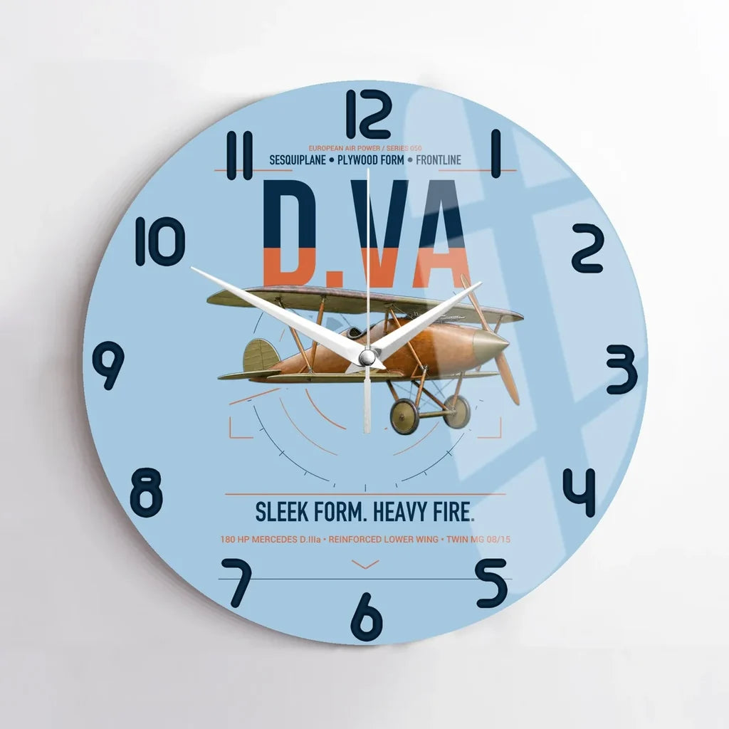 Albatros D.Va design on light blue no frame wall clock