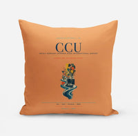 Thumbnail for Netaji Subhash Chandra Bose International Airport Kolkata (CCU) design on orange pillow