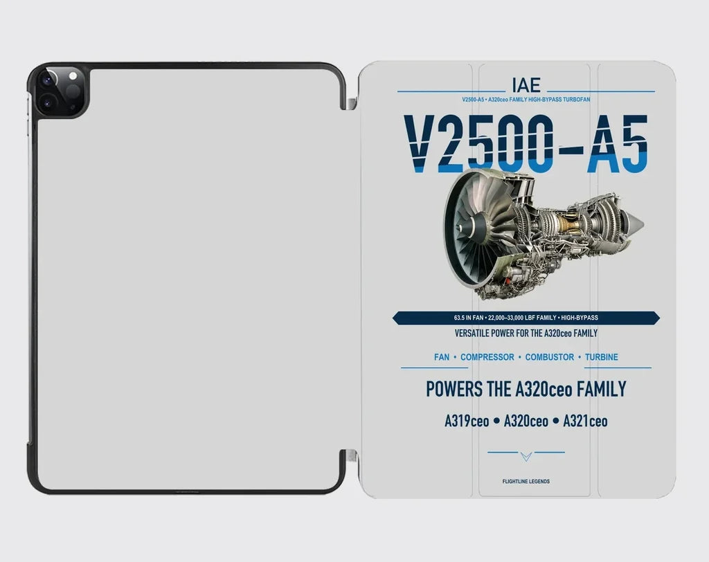 V2500-A5 design on light gray ipad tablet case