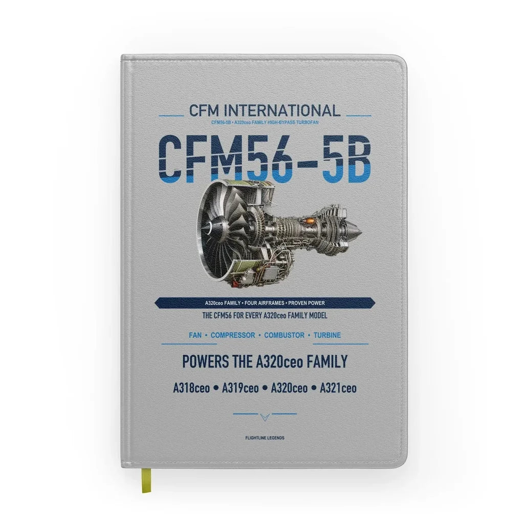 CFM56-5B design on light gray notebook