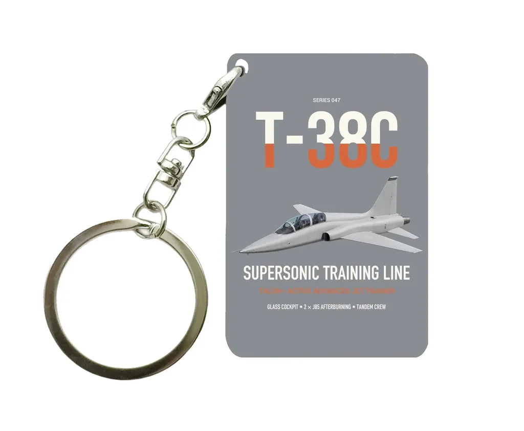T-38C Talon design on gray designed key chain, double-side print