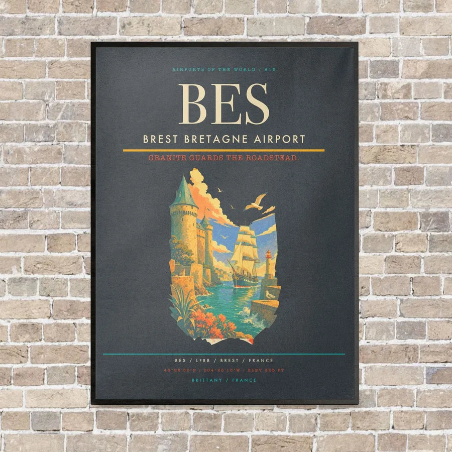 Brest Bretagne Airport BES - Canvas Framed - Gray