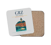 Thumbnail for Graz Airport (GRZ) design on light gray 1 piece coaster
