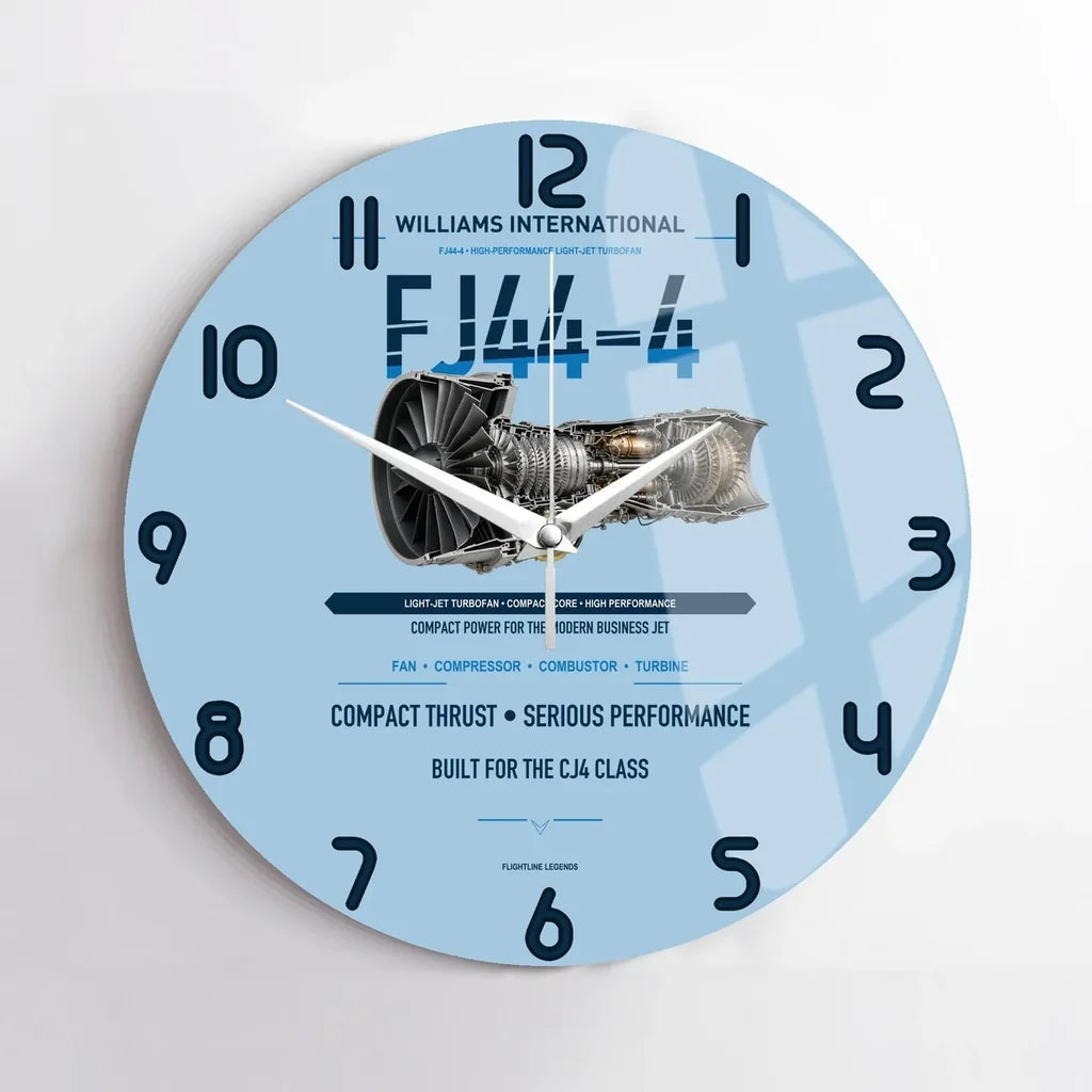 FJ44-4 design on light blue no frame wall clock