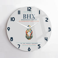 Thumbnail for Birmingham Airport (BHX) design on light gray no frame wall clock