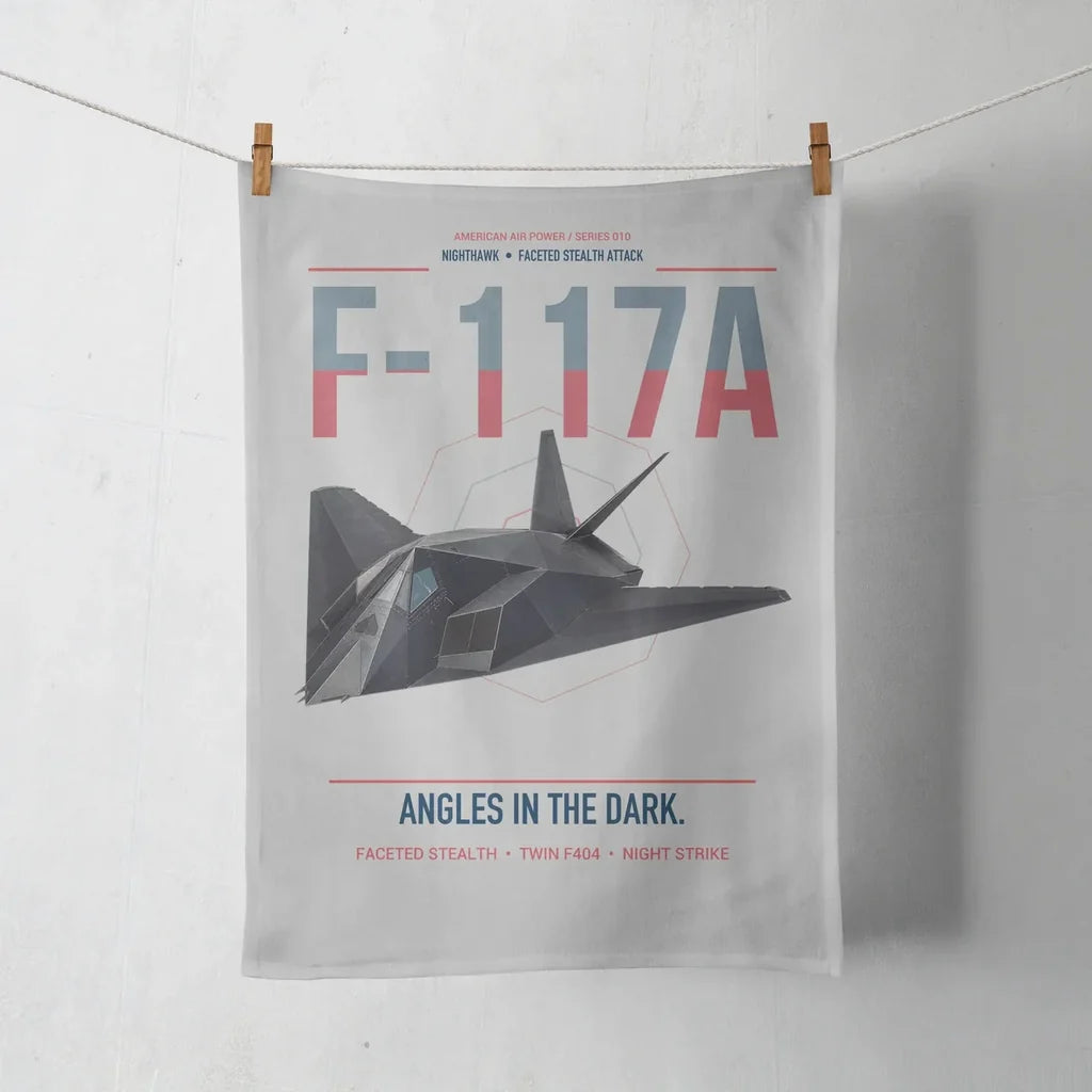 F-117A Nighthawk design on light gray towel