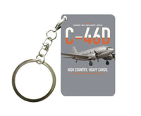 Thumbnail for C-46D Commando design on gray designed key chain, double-side print