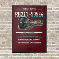 Thumbnail for RB211-535E4 vertical canvas print - framed - dark red background