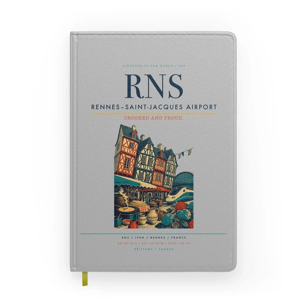 Rennes–Saint-Jacques Airport (RNS) design on light gray notebook