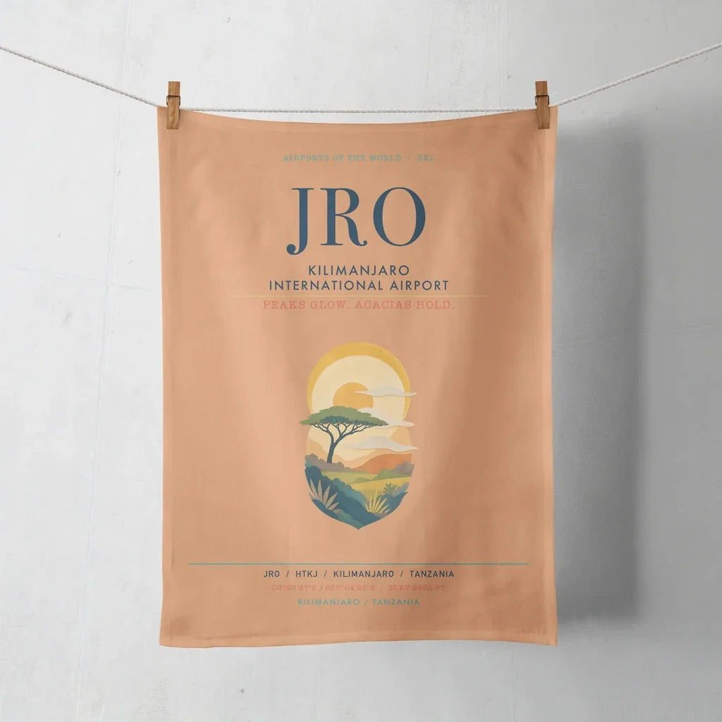 Kilimanjaro International Airport (JRO) design on orange towel