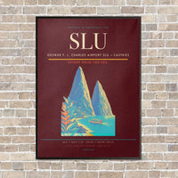 Thumbnail for George F. L. Charles Airport SLU — Castries vertical canvas print - framed - dark red background