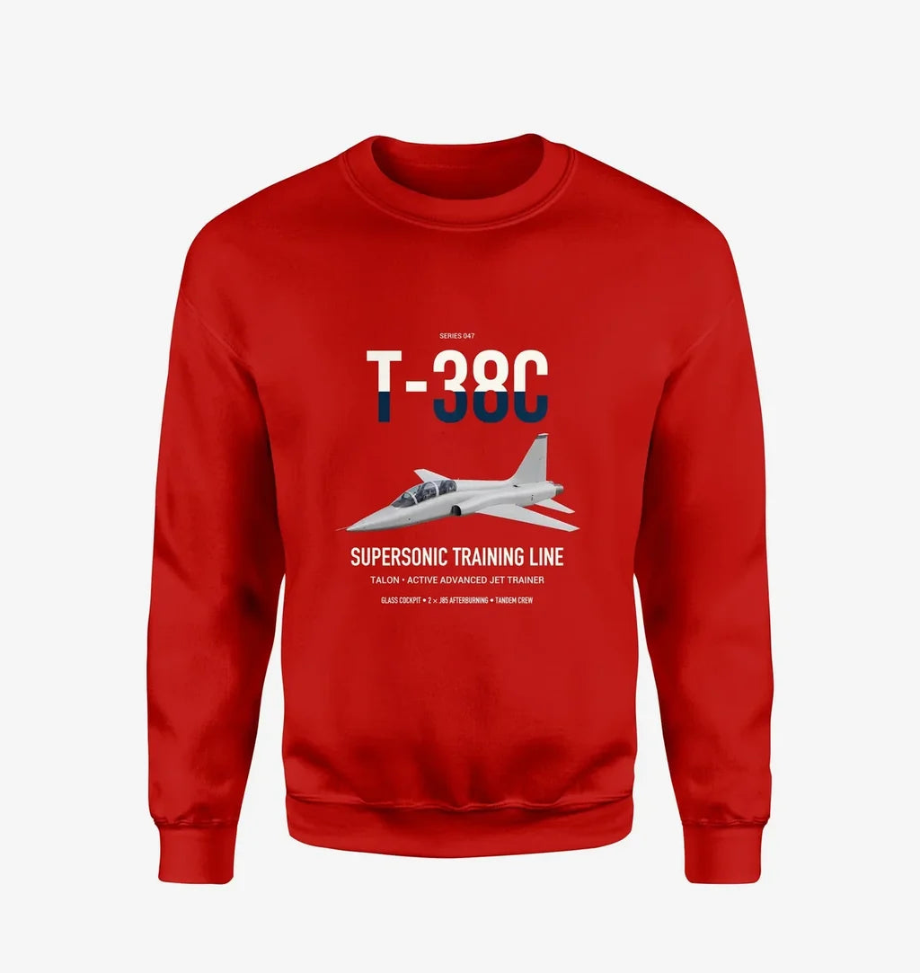 T-38C Talon design on red sweatshirt