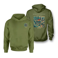 Thumbnail for VINTAGE G4127 - The Heliport Downtown - Double-Side Hoodie design on greenarmy double side