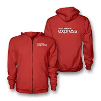 Thumbnail for Air India Express logo on red zipped hoodie