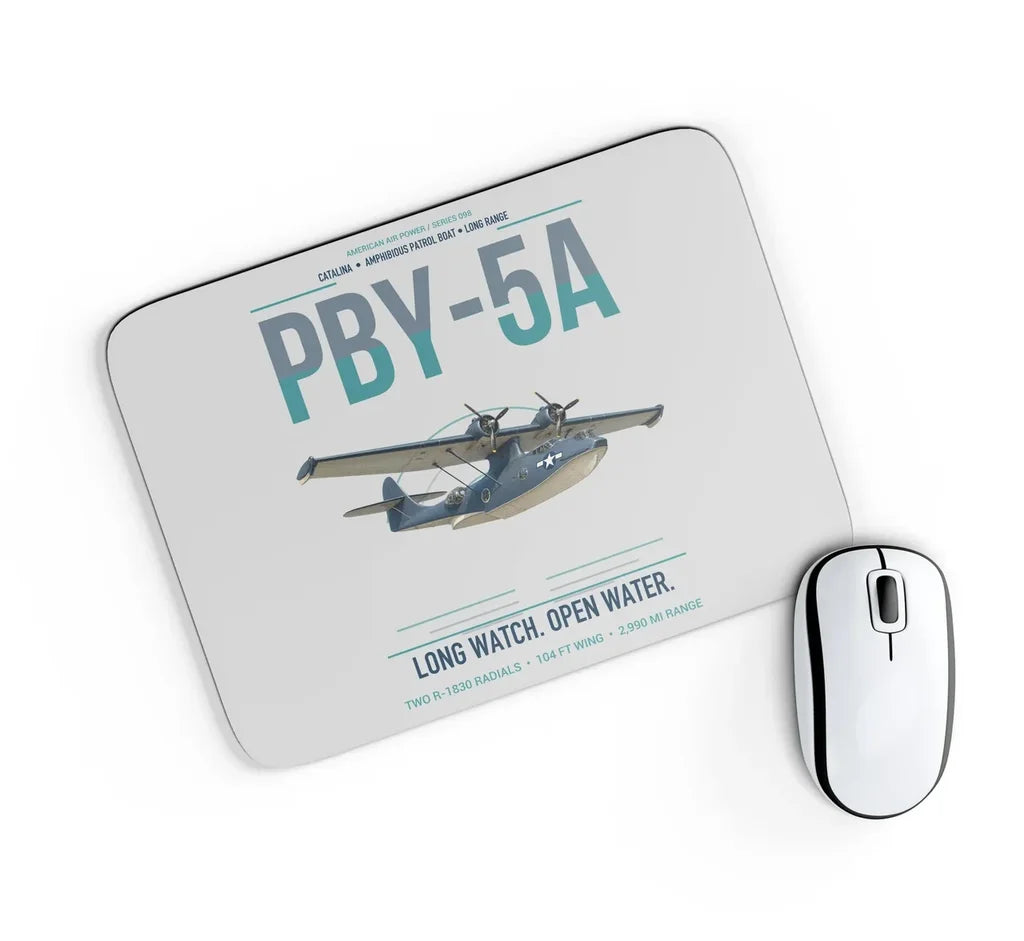PBY-5A Catalina design on light gray rectangle mouse pad