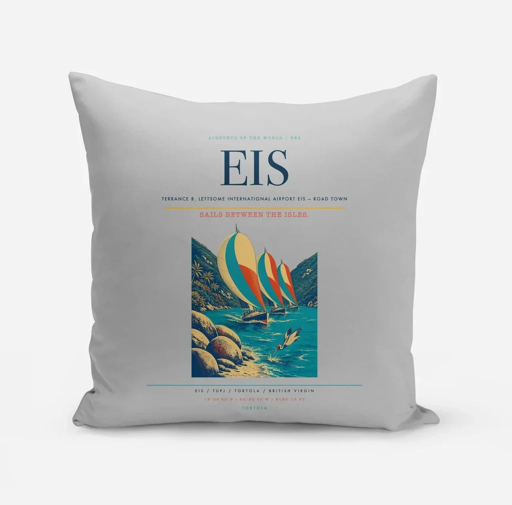 Terrance B. Lettsome International Airport (EIS) design on light gray pillow