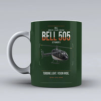Thumbnail for Bell 505 Jet Ranger X design on dark green ceramic mug, double-side print