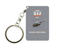 Thumbnail for Robinson R44 Raven II design on gray designed key chain, double-side print