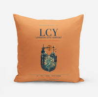 Thumbnail for London City Airport (LCY) design on orange pillow