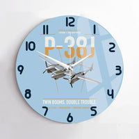 Thumbnail for P-38J Lightning design on light blue no frame wall clock
