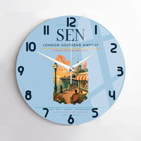 Thumbnail for London Southend Airport (SEN) design on light blue no frame wall clock