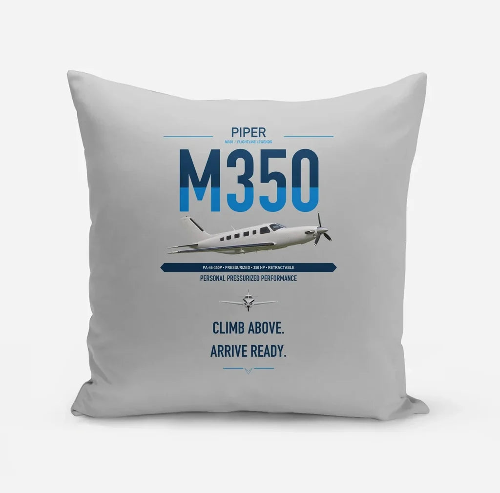 Piper M350 design on light gray pillow