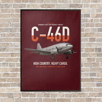 Thumbnail for C-46D Commando vertical canvas print - framed - dark red background