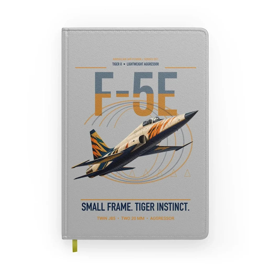 F-5E Tiger II design on light gray notebook