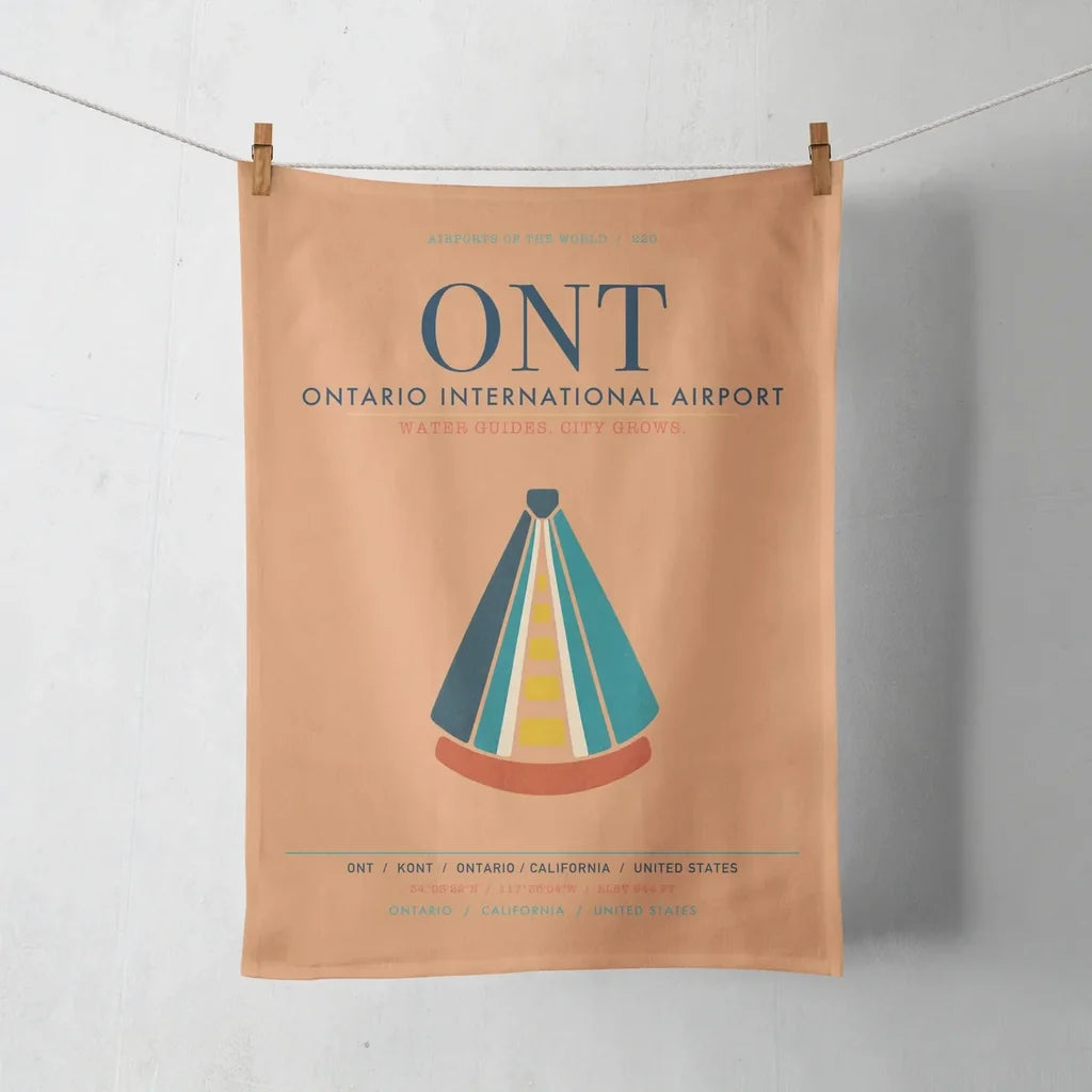 Ontario International Airport (ONT) design on orange towel