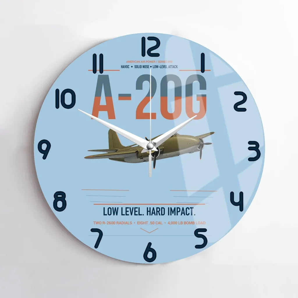 A-20G Havoc design on light blue no frame wall clock
