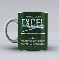 Thumbnail for Cessna Citation Excel design on dark green ceramic mug, double-side print