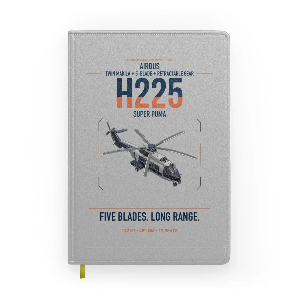 Airbus H225 design on light gray notebook