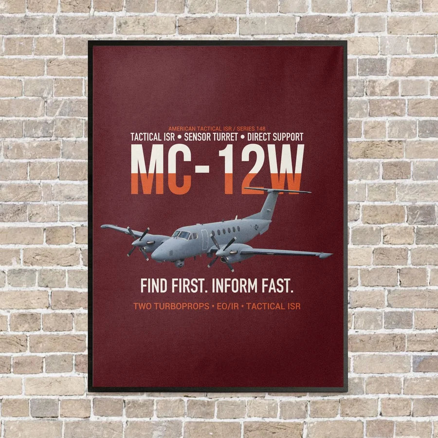 MC-12W Liberty Eyes Over The Ground vertical canvas print - framed - dark red background