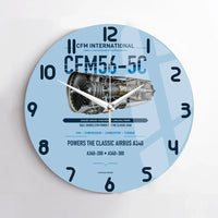 Thumbnail for CFM56-5C design on light blue no frame wall clock