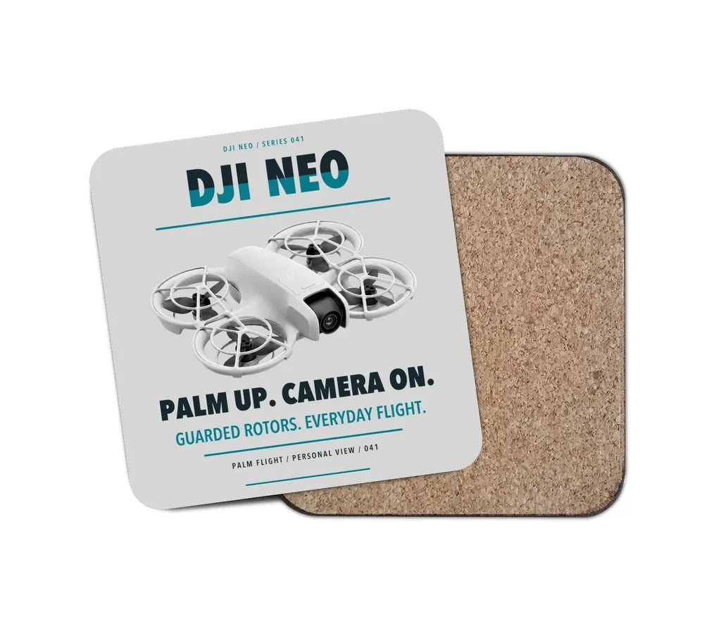 DJI Neo design on light gray 1 piece coaster