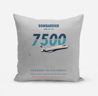 Thumbnail for Bombardier Global 7500 design on light gray pillow