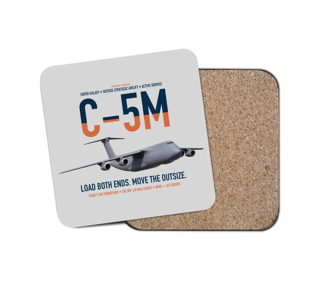 C-5M Super Galaxy design on light gray 1 piece coaster