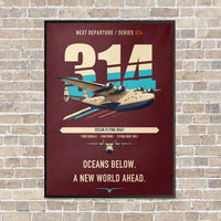 Thumbnail for Boeing 314 Clipper vertical canvas print - framed - dark red background