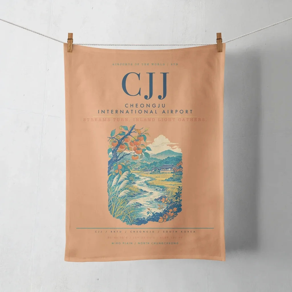 Cheongju International Airport (CJJ) design on orange towel