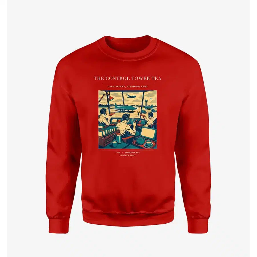 VINTAGE G4375 - The Control Tower Tea - Designed Sweatshirts design on red