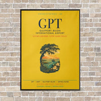 Thumbnail for Gulfport–Biloxi International Airport GPT vertical canvas print - framed - yellow background