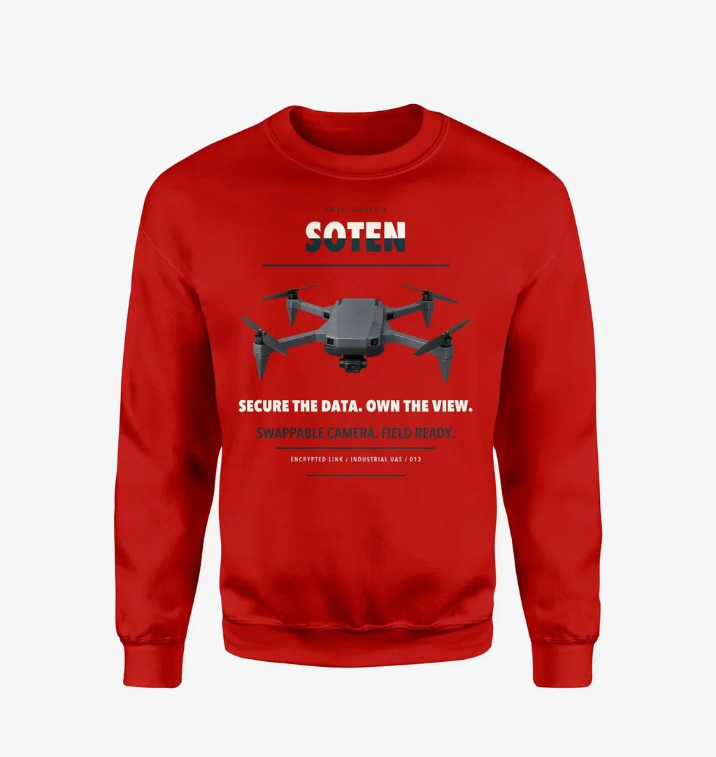 ACSL SOTEN design on red sweatshirt