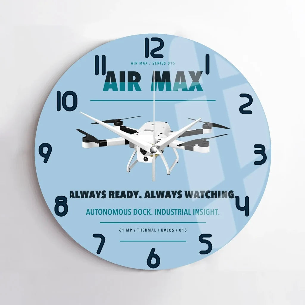 Percepto Air Max design on light blue no frame wall clock