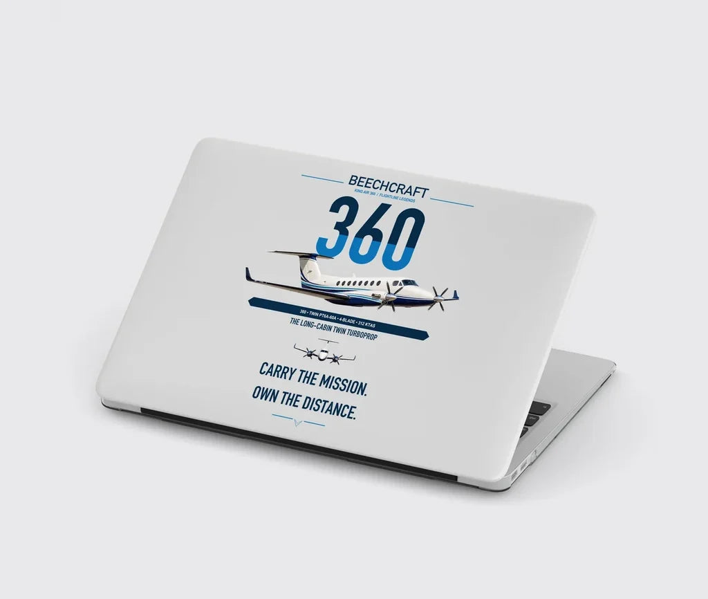 Beechcraft King Air 360 design on light gray MacBook case