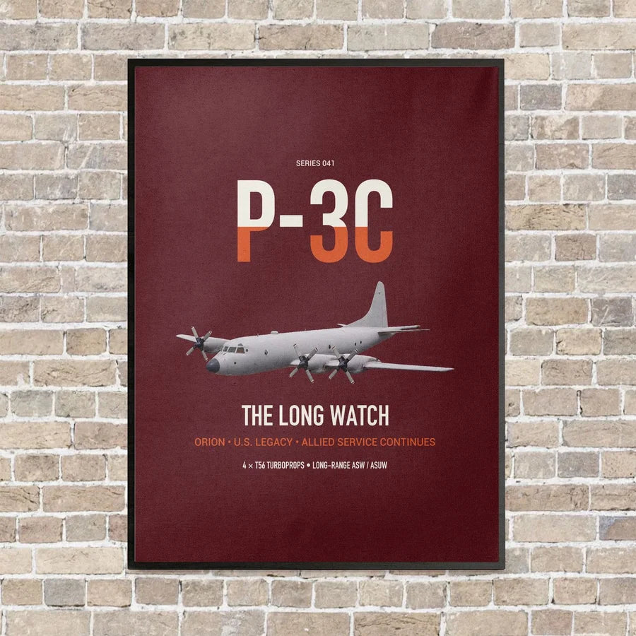 P-3C Orion vertical canvas print - framed - dark red background