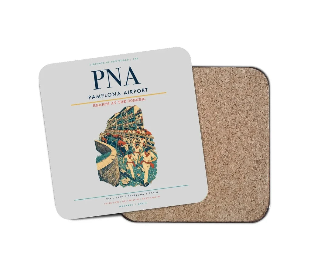 Pamplona Airport (PNA) design on light gray 1 piece coaster